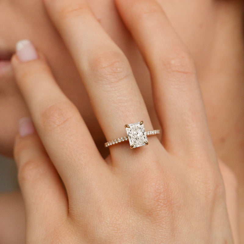 Delia Radiant Cut Engagement Ring, Moissanite/Lab Grown Diamond