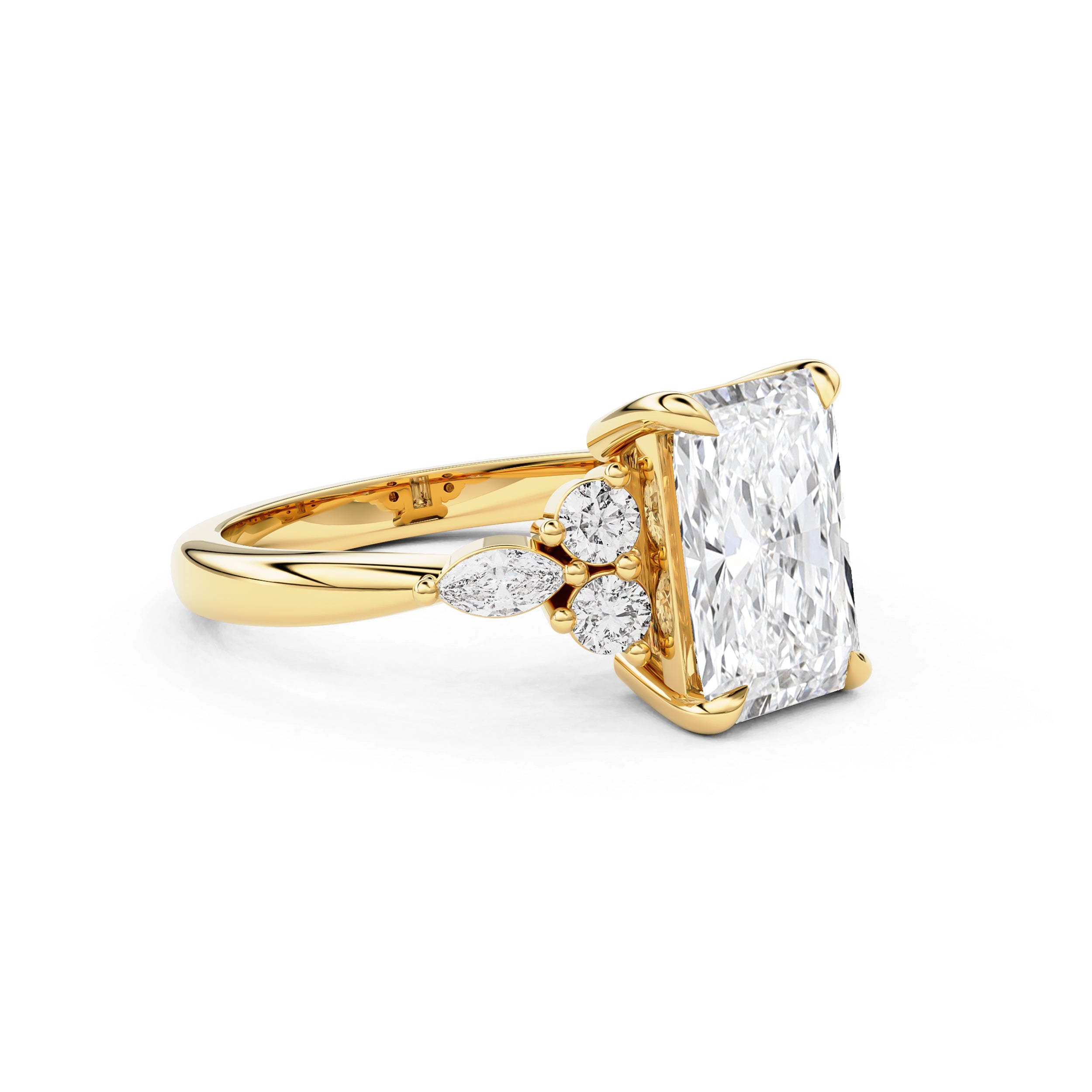 Elodie Radiant Marquise Cluster Engagement Ring, Moissanite/Lab Grown Diamond