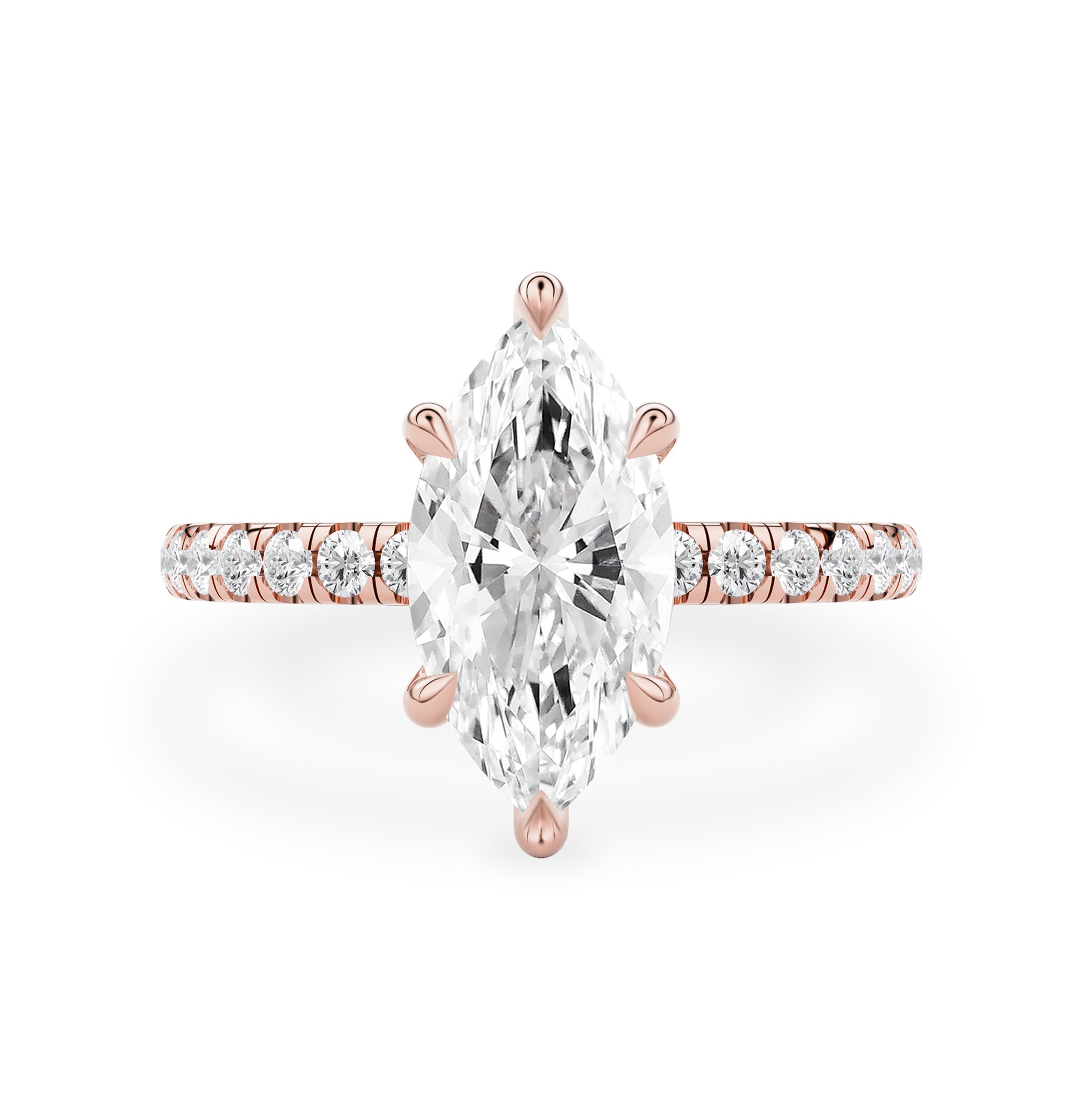 Lily Marquise Double Hidden Halo Engagement Ring, Moissanite/Lab Grown Diamond