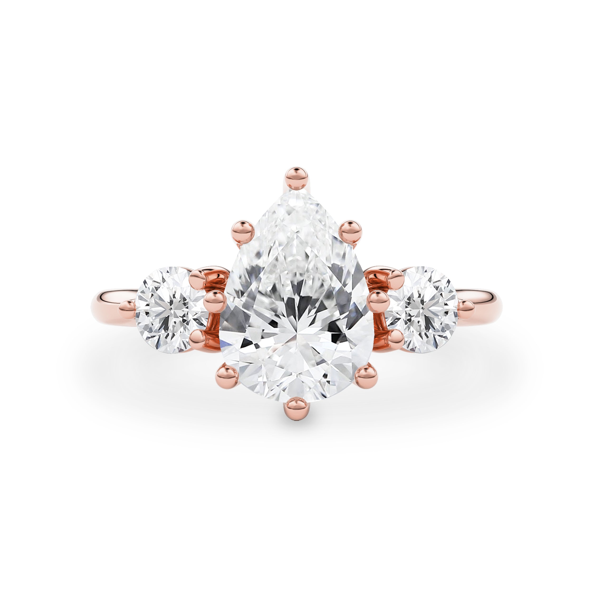 Nova Pear Three Stone Engagement Ring, Moissanite/Lab Grown Diamond