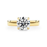 Round Stephanie 3.5mm Band Solitaire Engagement Ring, Moissanite/Lab Diamond