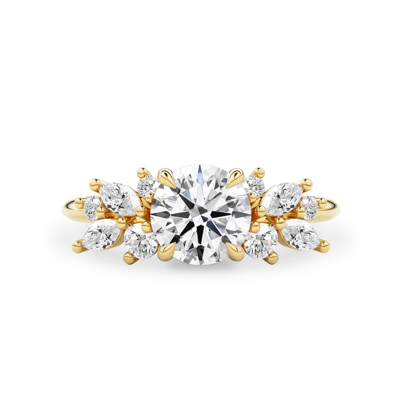 Round Anna's Dream Engagement Ring, Round Brilliant With Marquise