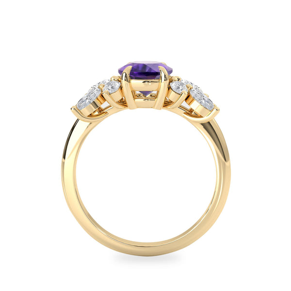 Oval Amethyst Anna's Dream Cluster Engagement Ring, Oval Brilliant With Marquise