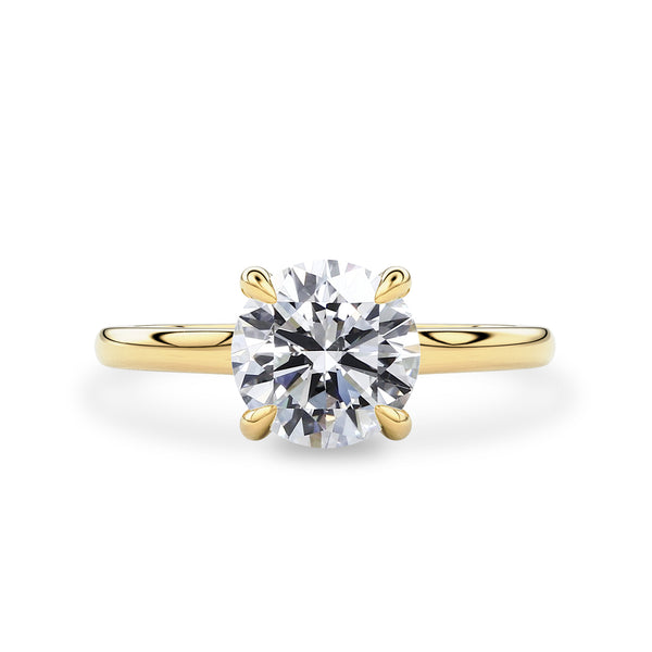 Round Ivy Hidden Halo Engagement Ring, Moissanite/Lab Grown Diamond