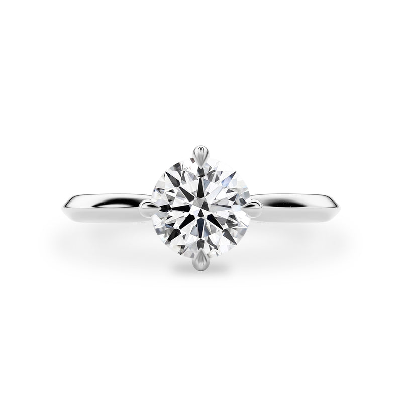 Jodie Compass Round Hidden Halo Engagement Ring, Moissanite/Lab Diamond