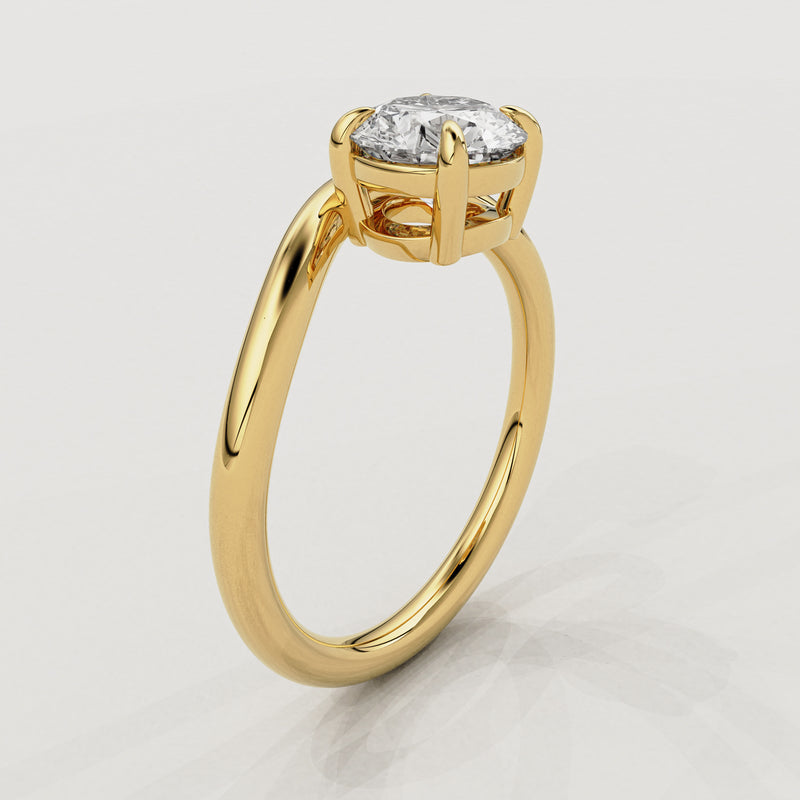 Orla Curved Band Solitaire Engagement Ring, Round Brilliant Cut