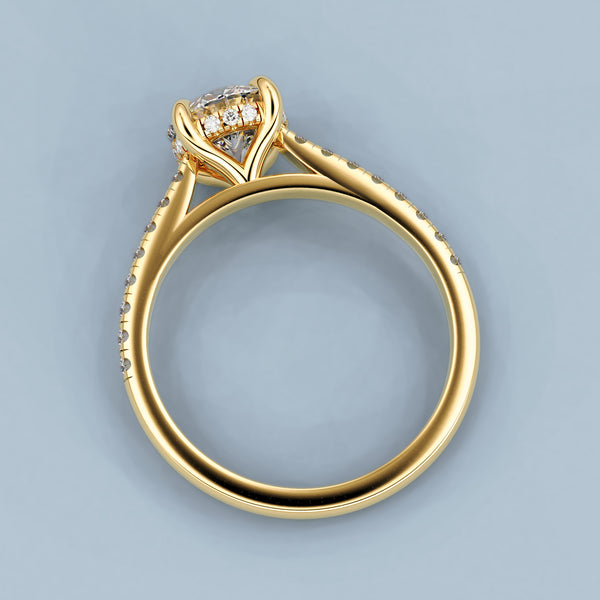 Round Riley Hidden Halo Engagement Ring, Moissanite/Lab Grown Diamond