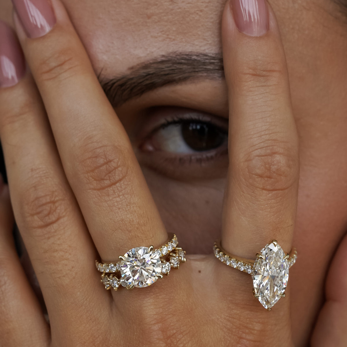 Lily Round Double Hidden Halo Engagement Ring, Moissanite//Lab Diamond