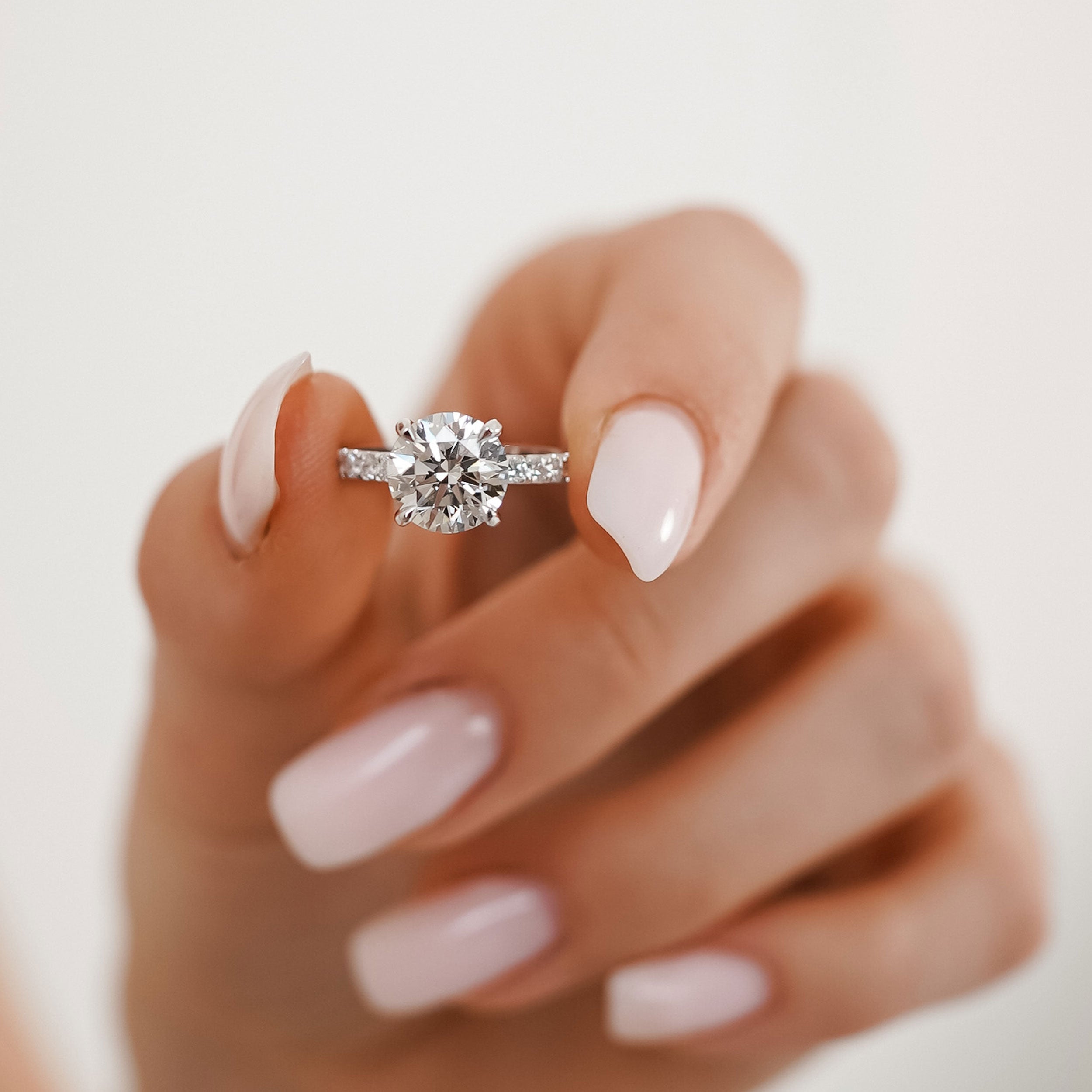 Lily Round Double Hidden Halo Engagement Ring, Moissanite//Lab Diamond