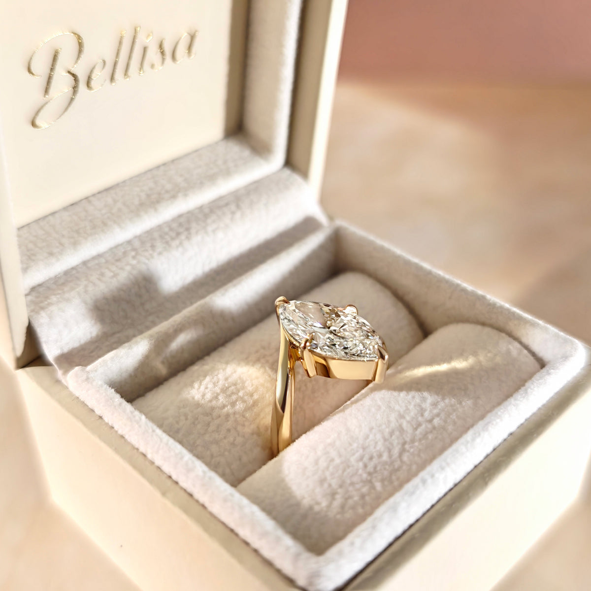 Split Payment - Selene Marquise Cut Bypass Solitaire Engagement Ring, 3ct Lab Grown Diamond