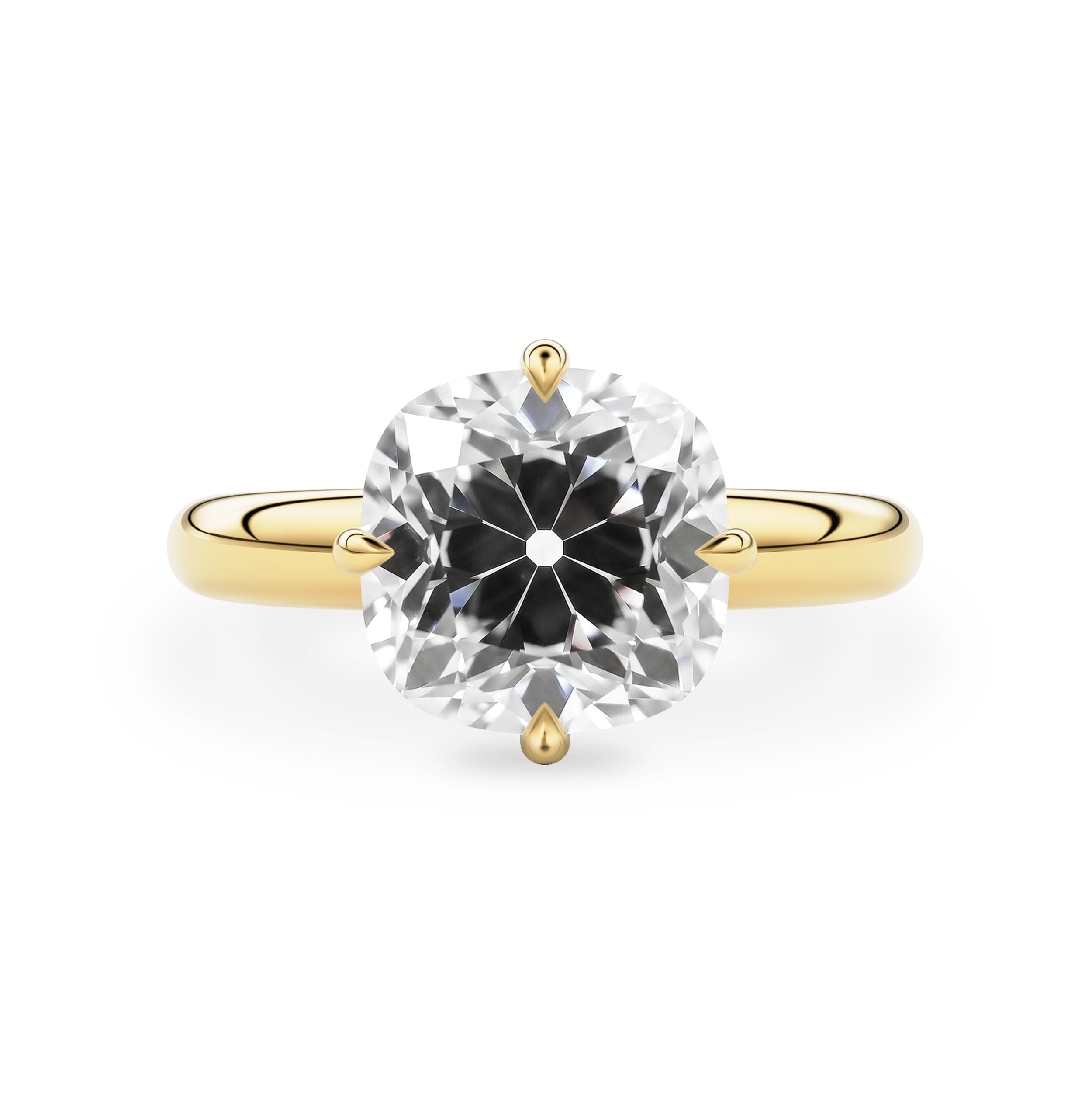 Eleanor Old Mine Cushion Moissanite Solitaire Engagement Ring