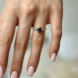 oval teal sapphire ring with diamond