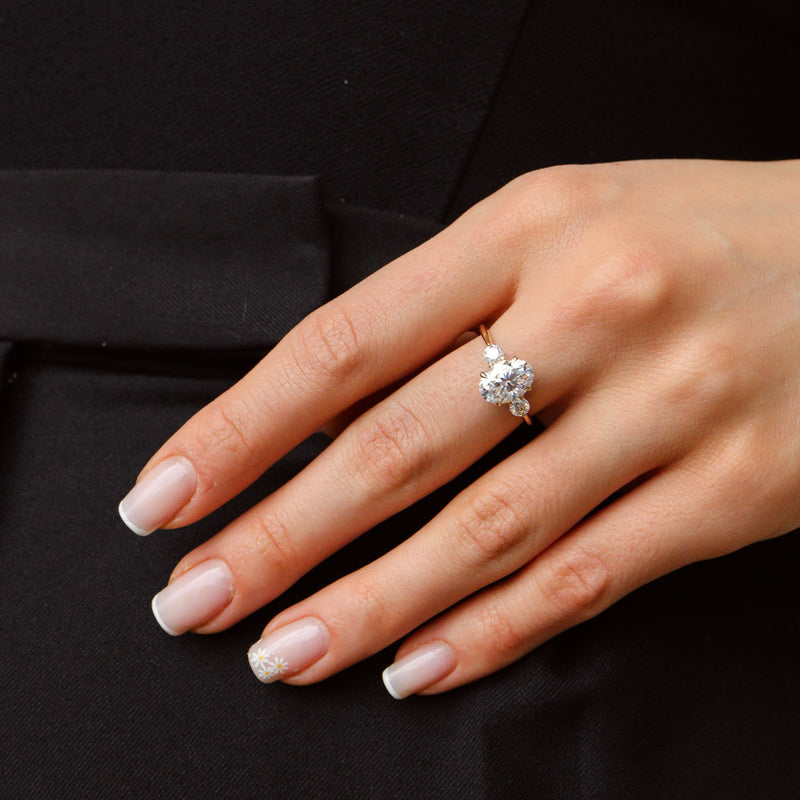 Oval Lab Grown Diamond Three Stone Engagement Ring