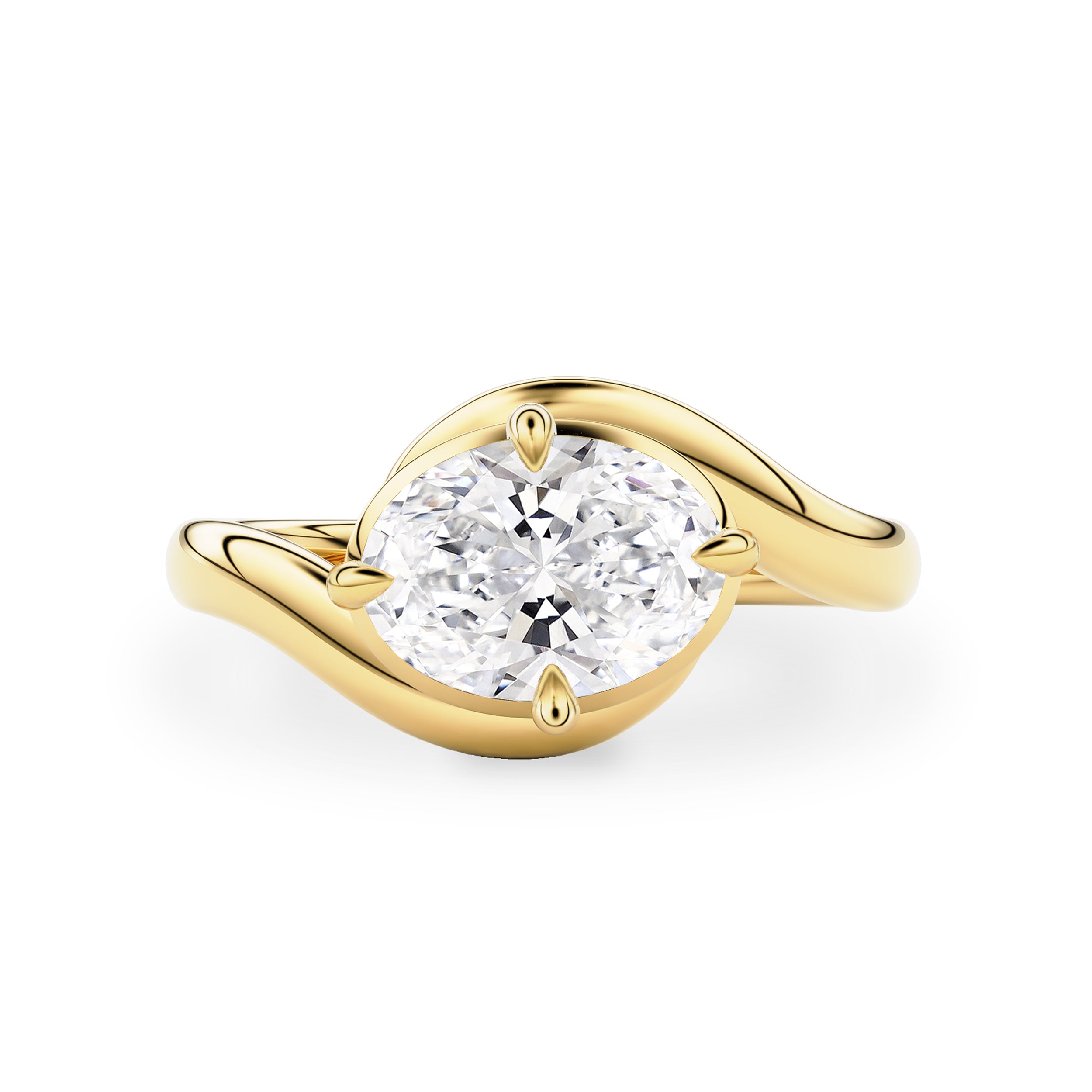 Hannah Oval Floating Bypass Solitaire Engagement Ring, Moissanite/Lab Diamond