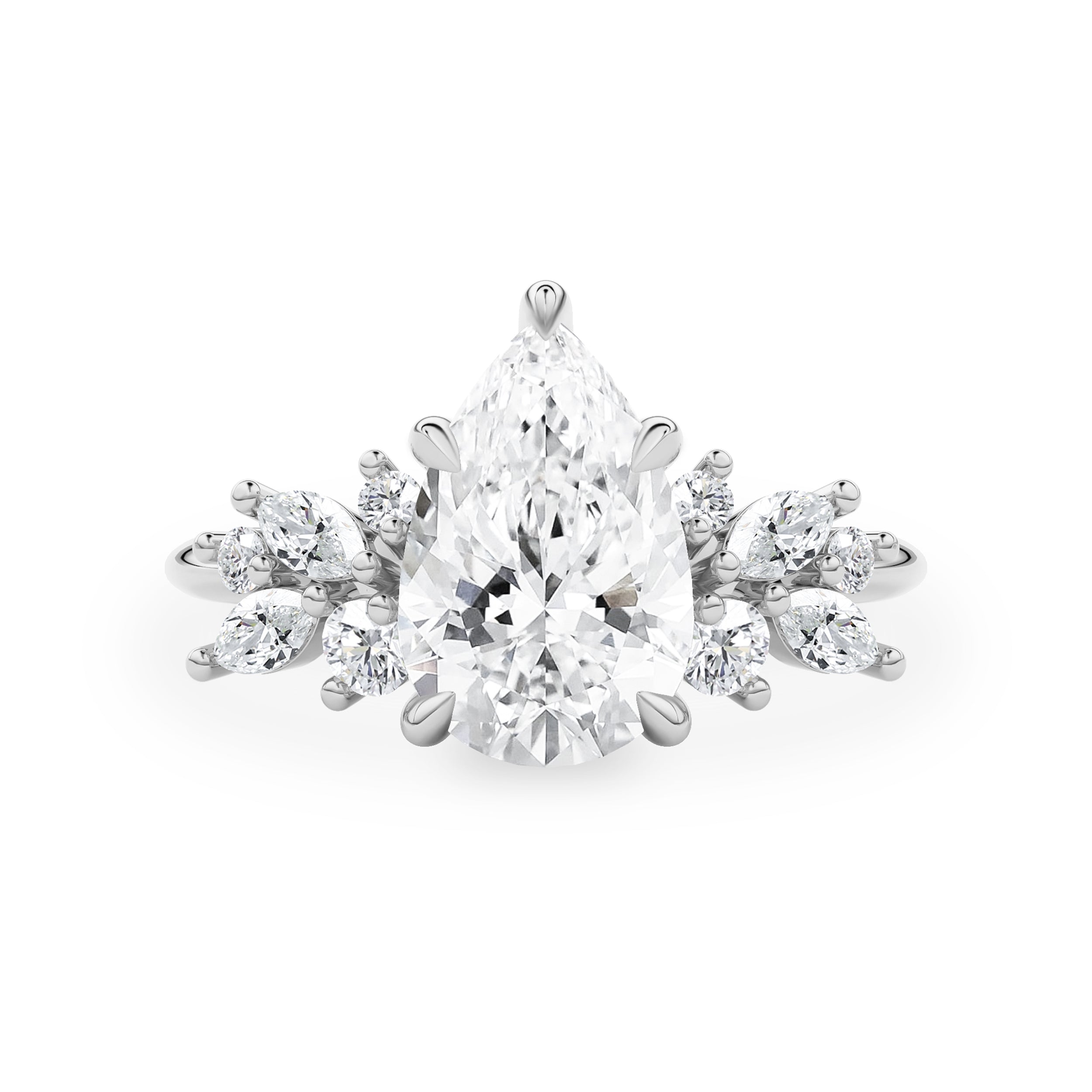 Pear Anna's Dream Cluster Engagement Ring, Pear With Marquise