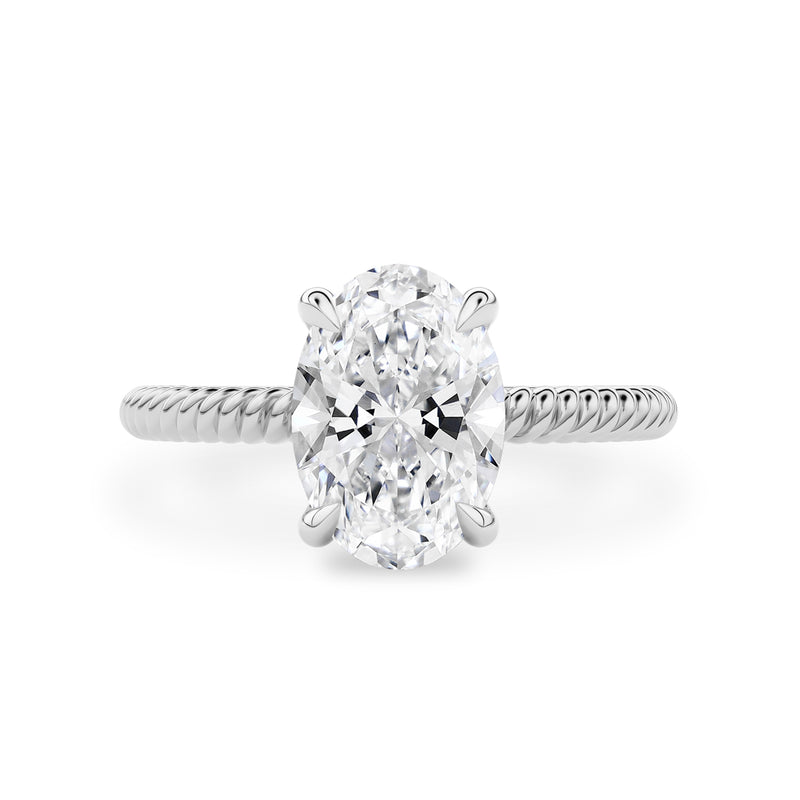 Clio Oval Hidden Halo Rope Engagement Ring, Moissanite/Lab Diamond