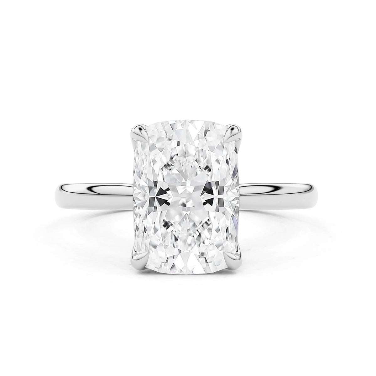 Elara Elongated Cushion Petal Prong Cathedral Engagement Ring