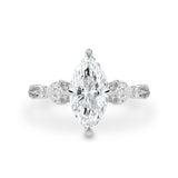 Madison Marquise Art Deco Leaf Engagement Ring, Compass Set