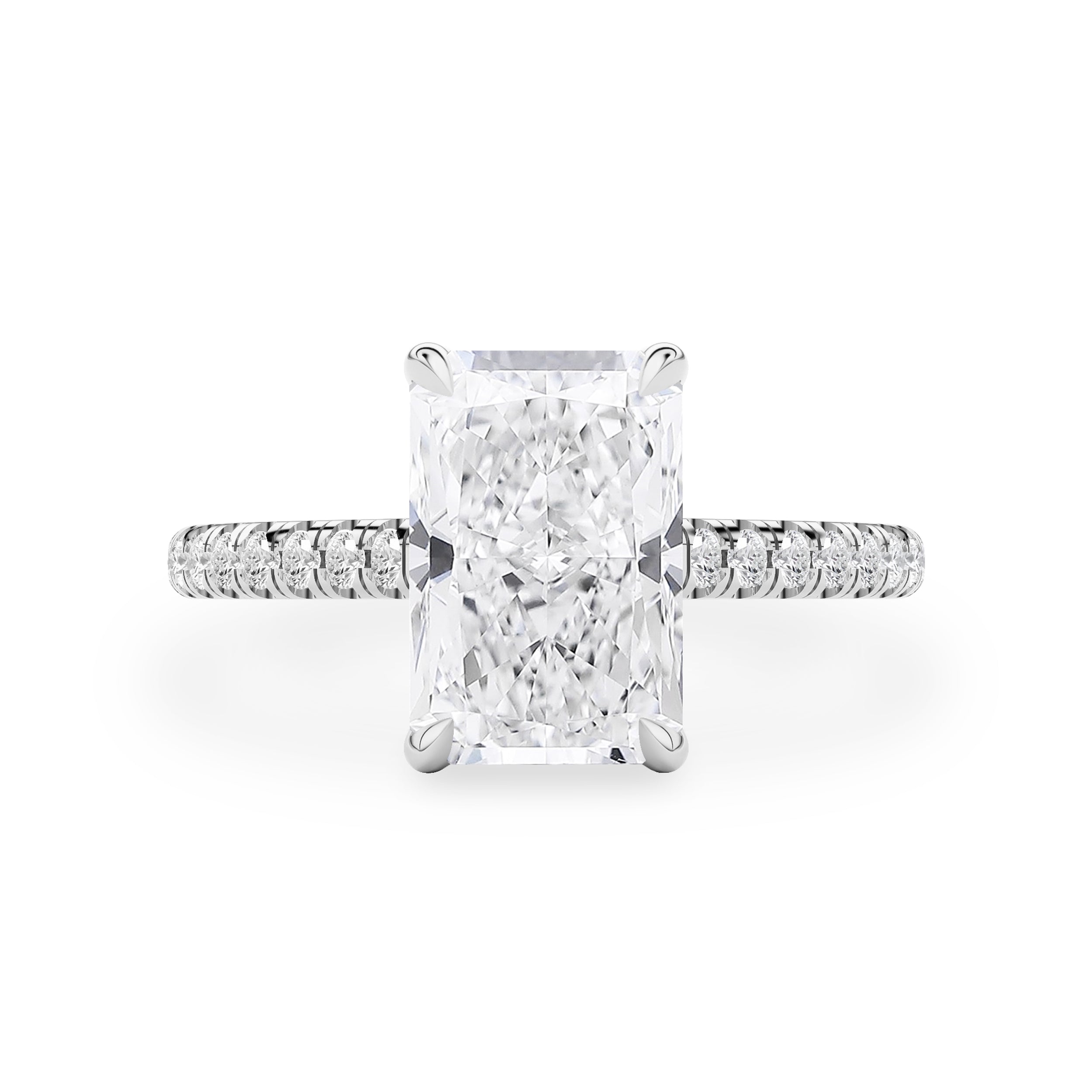 Riley Radiant Hidden Halo Engagement Ring, Moissanite/Lab Grown Diamond