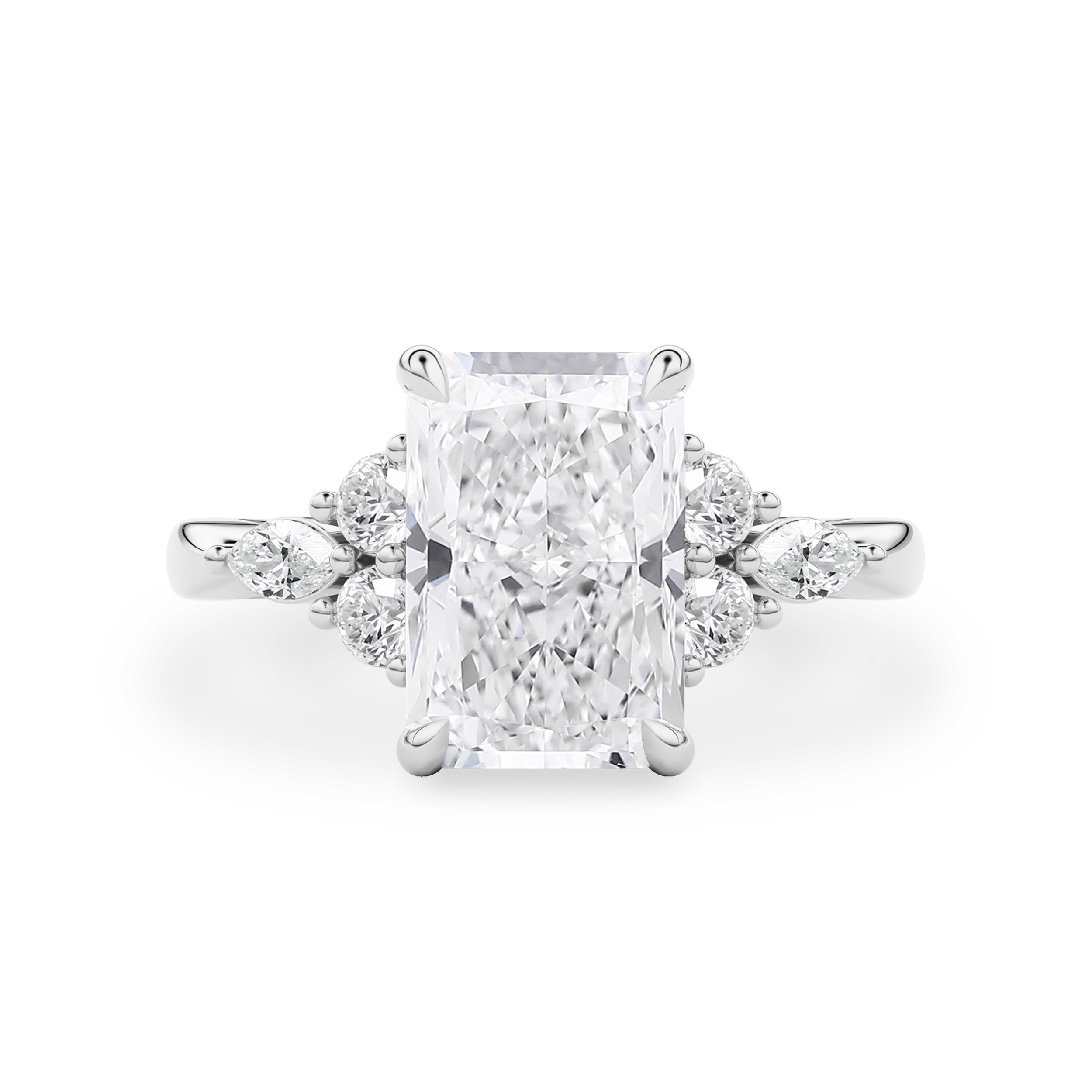 Elodie Radiant Marquise Cluster Engagement Ring, Moissanite/Lab Grown Diamond