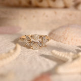 Oval Wings of Love Cluster Marquise Engagement Ring