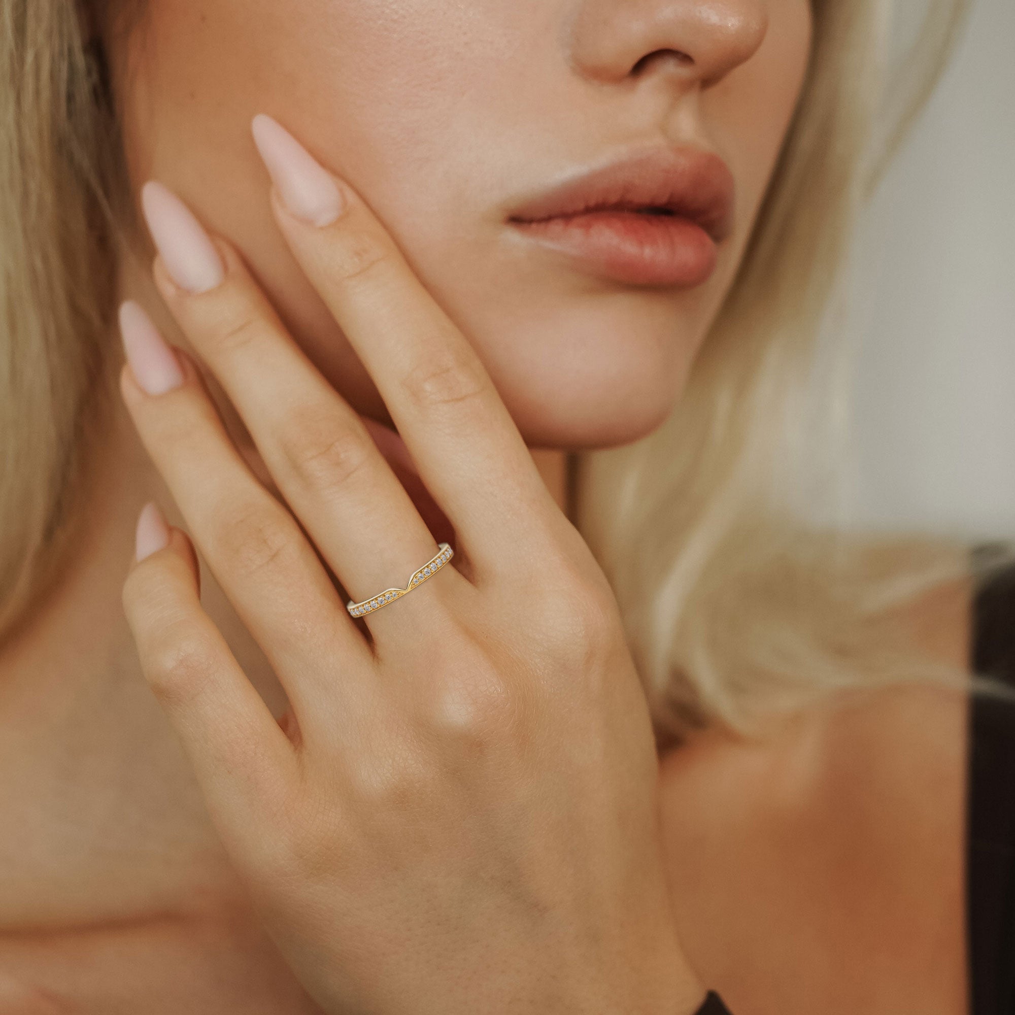 Straight Pinched Round Half Eternity Ring