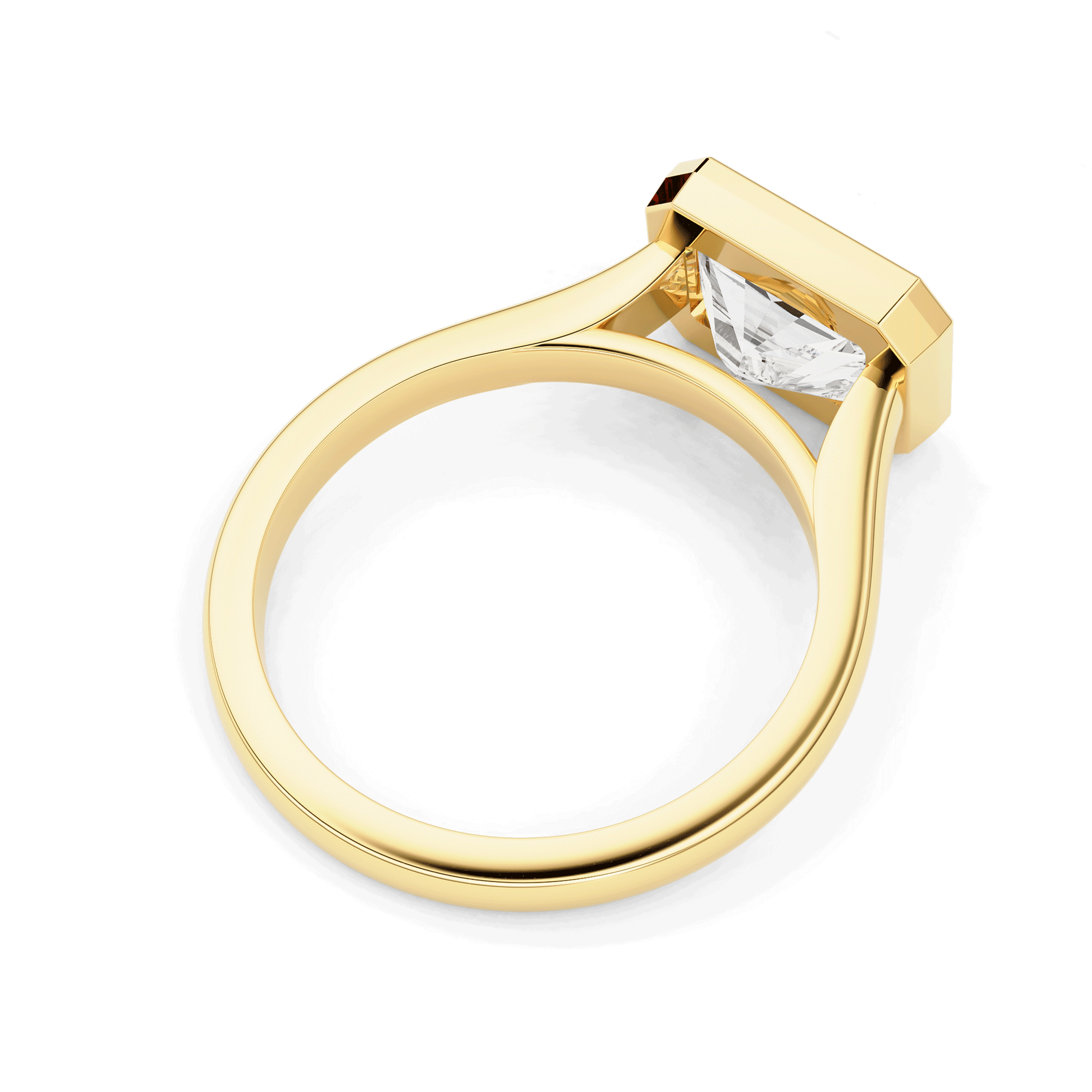 Carmen Radiant East-West Bezel Engagement Ring, Moissanite/Lab Diamond