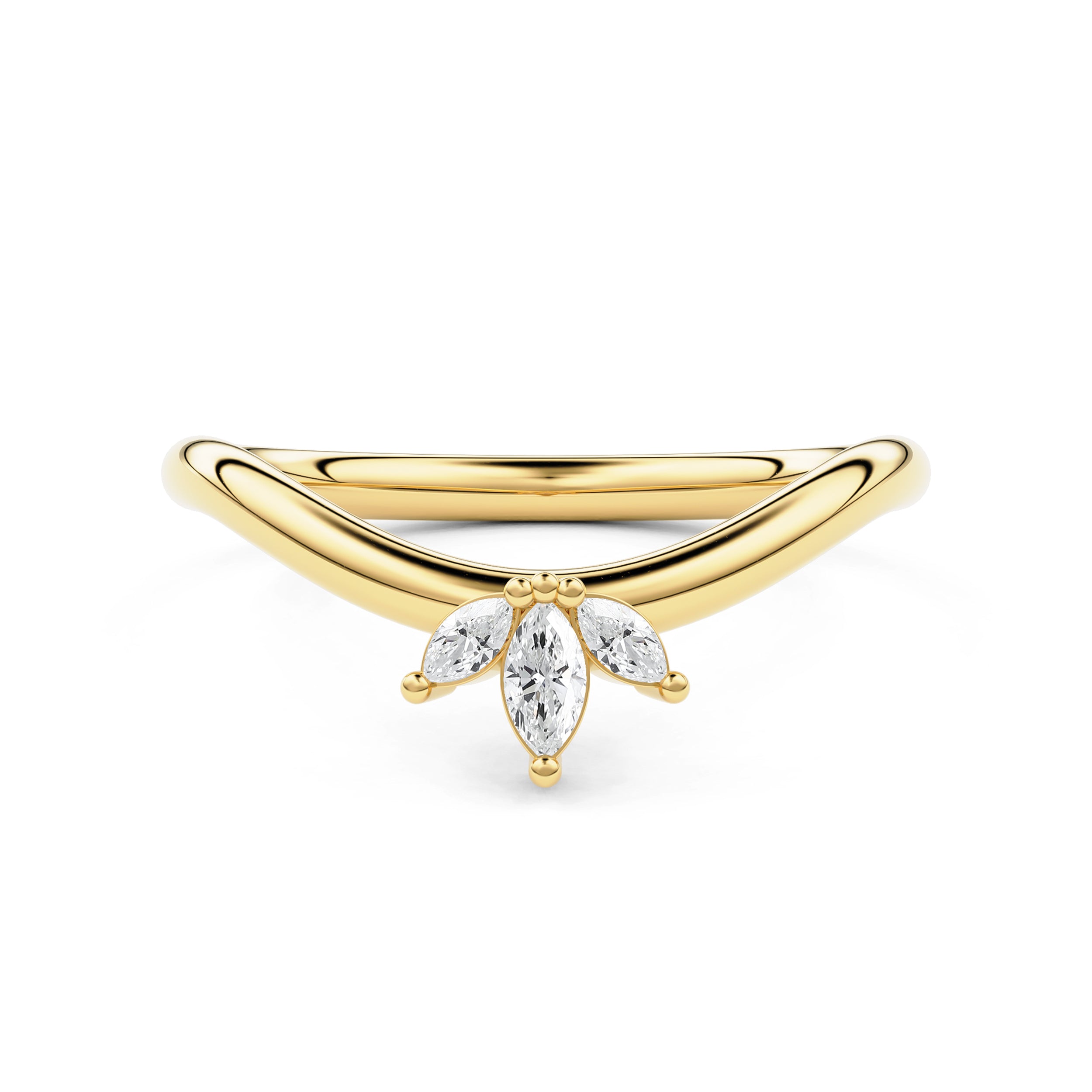 Marquise Petal Curved Wedding Ring