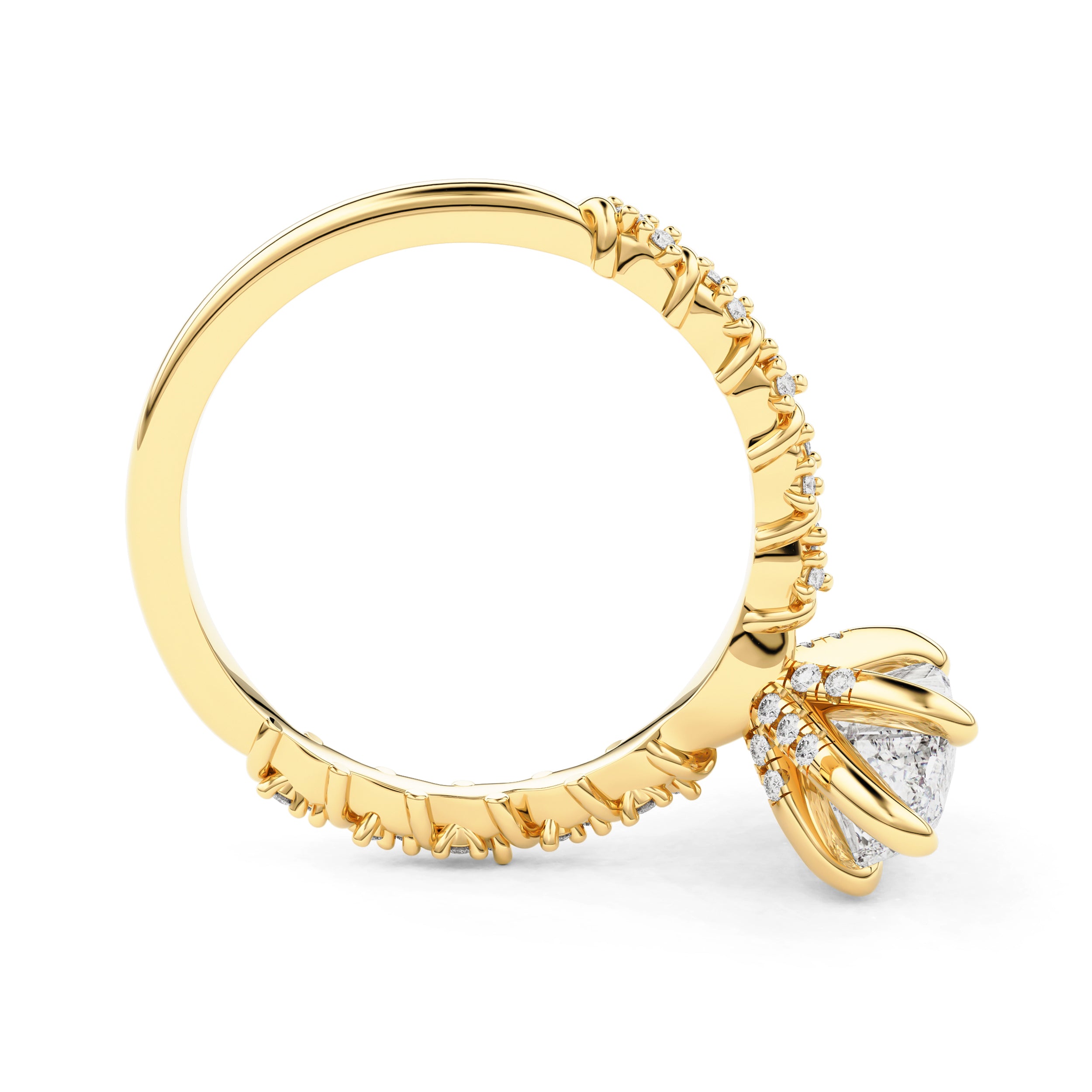 Aurora Marquise Cut Vine Pavé Prong Engagement Ring, Moissanite/Lab Grown Diamond