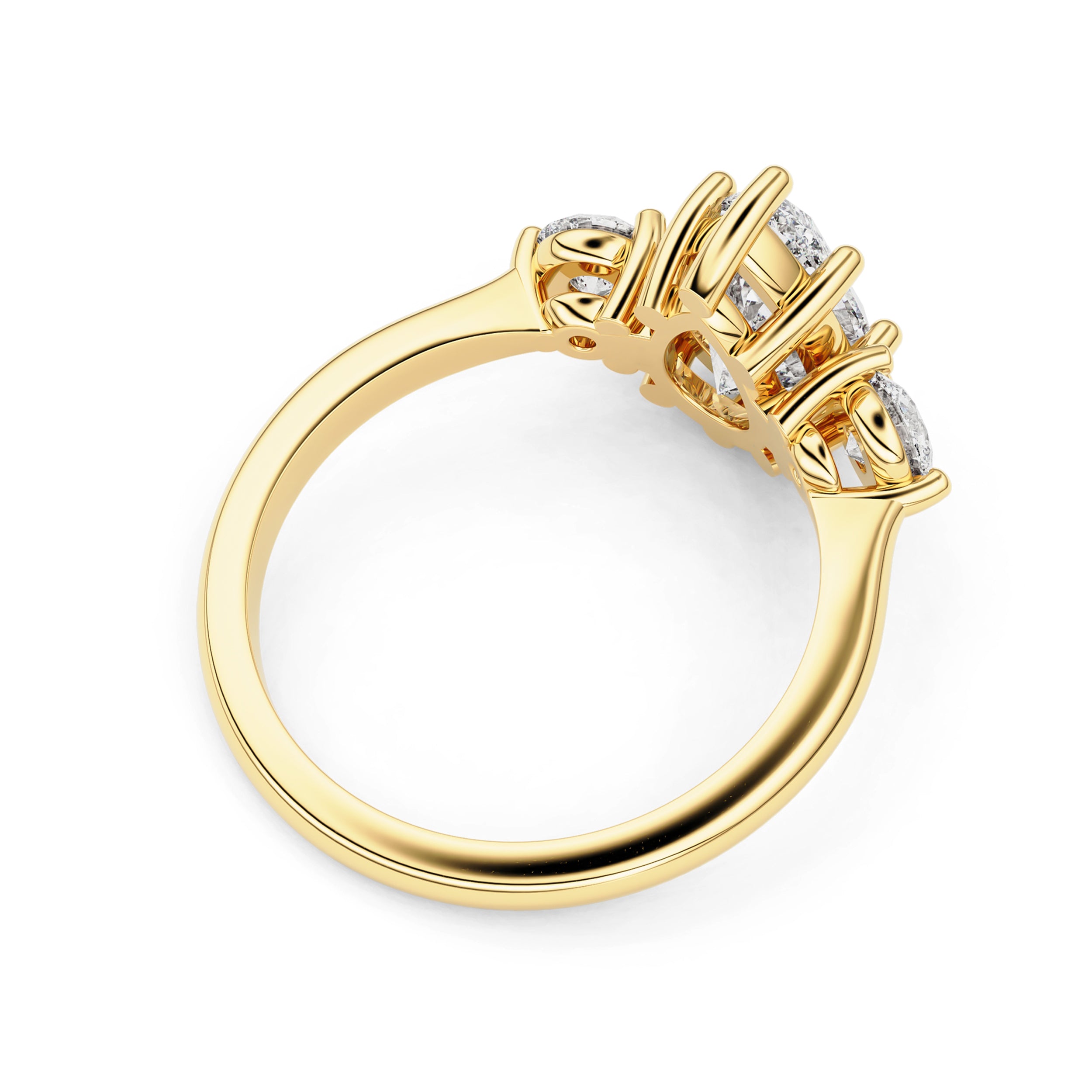 Nova Pear Three Stone Engagement Ring, Moissanite/Lab Grown Diamond