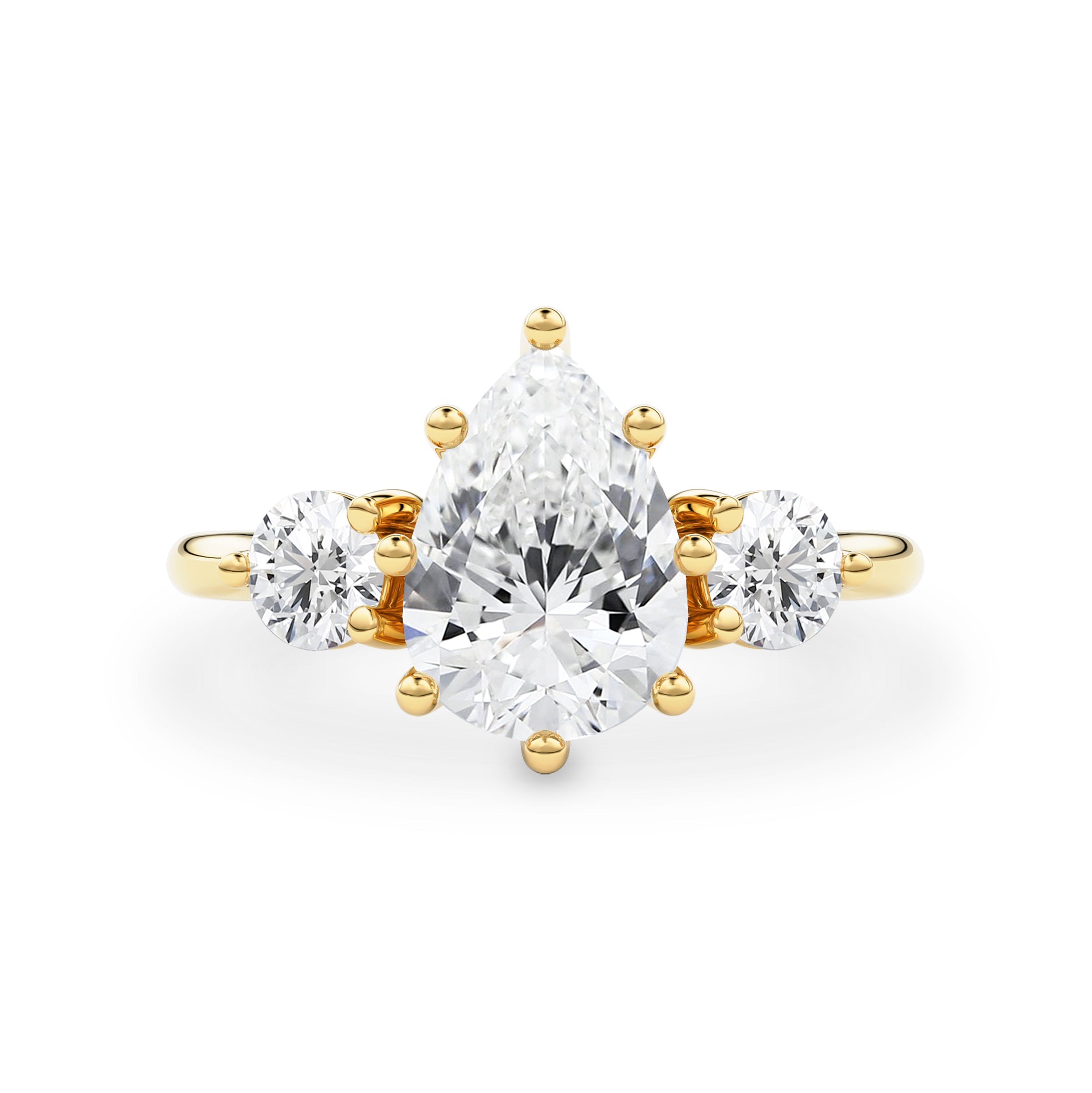 Nova Pear Three Stone Engagement Ring, Moissanite/Lab Grown Diamond