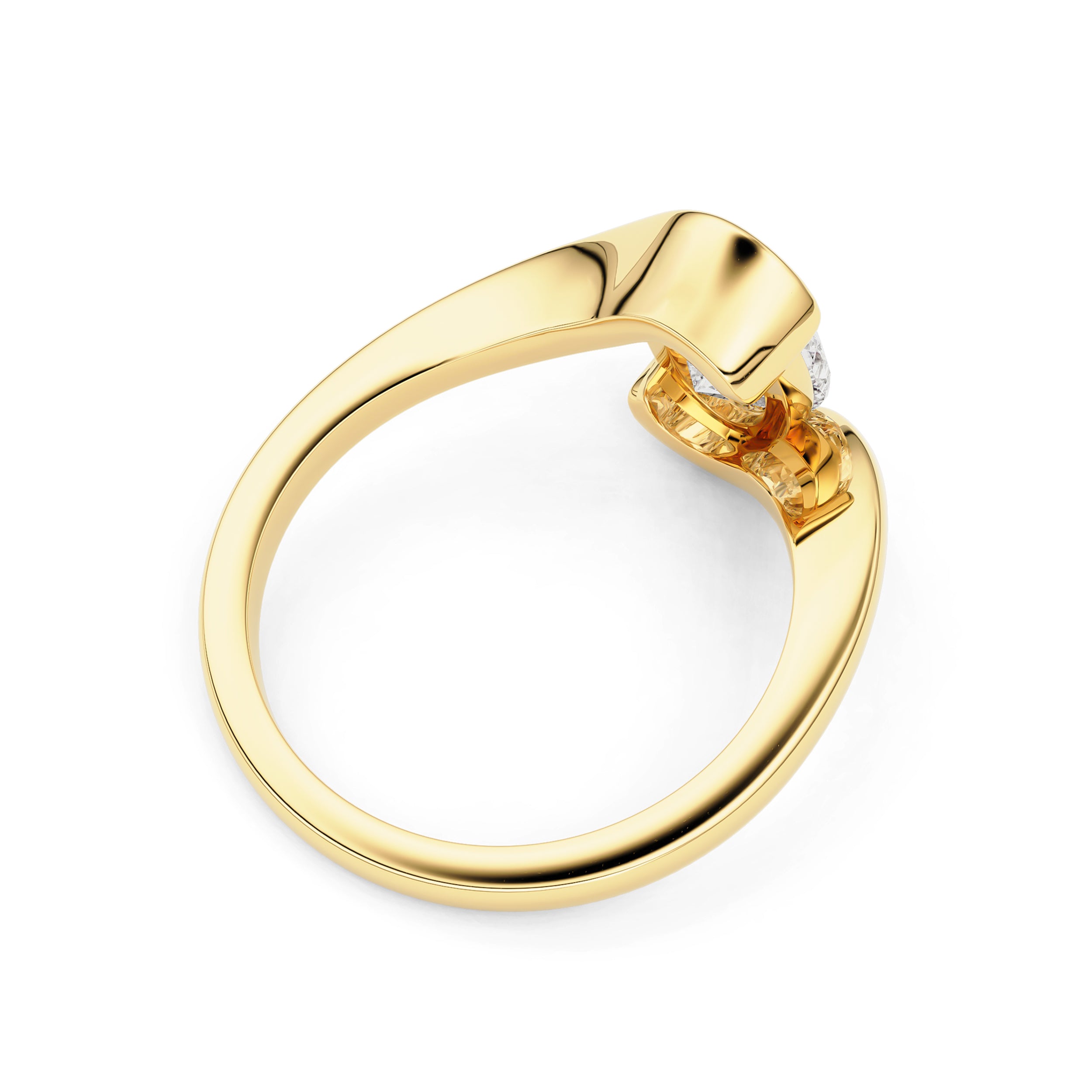 Selene Oval Half Bezel Bypass Engagement Ring, Moissanite/Lab Diamond