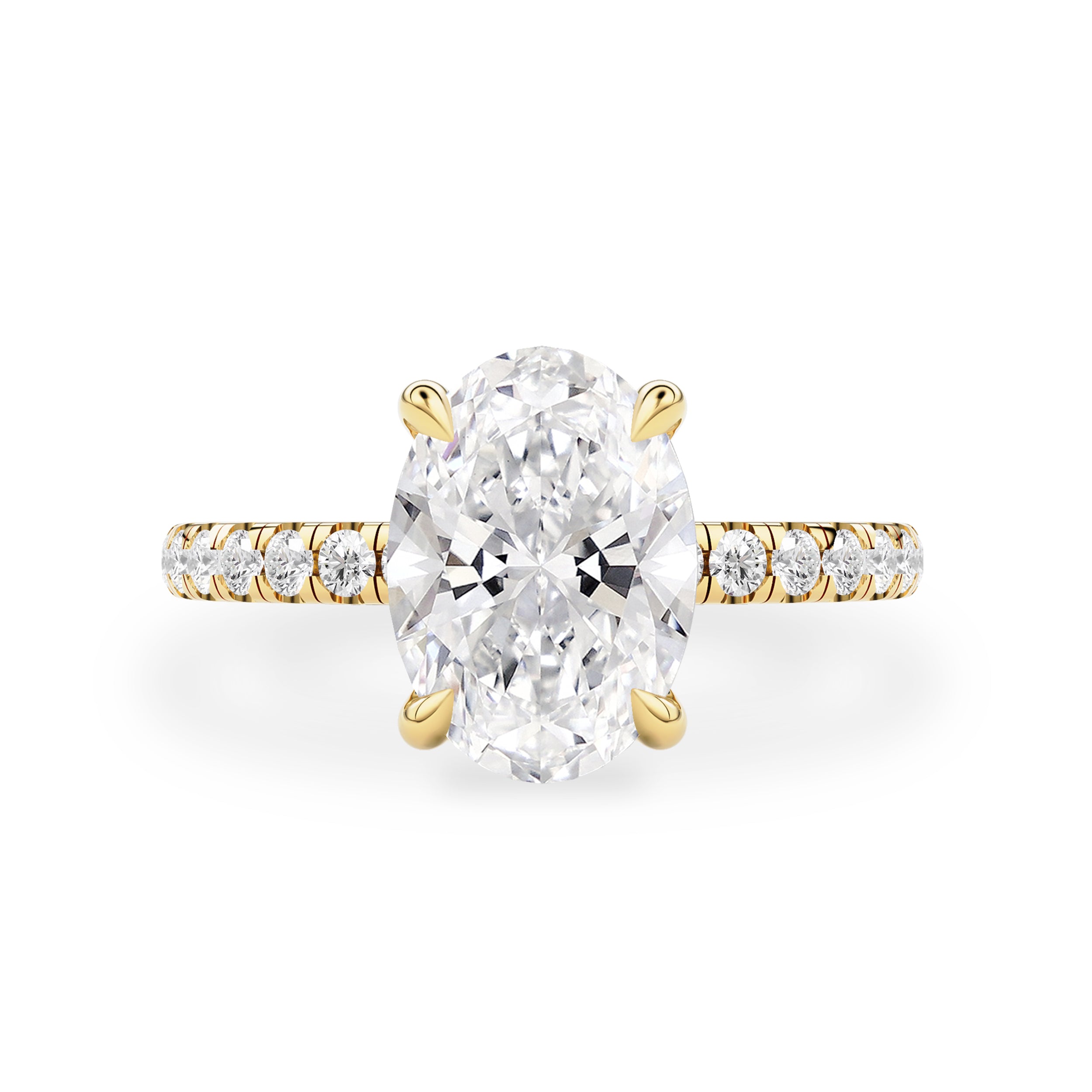 Lily Oval Double Hidden Halo Engagement Ring, Moissanite/Lab Grown Diamond