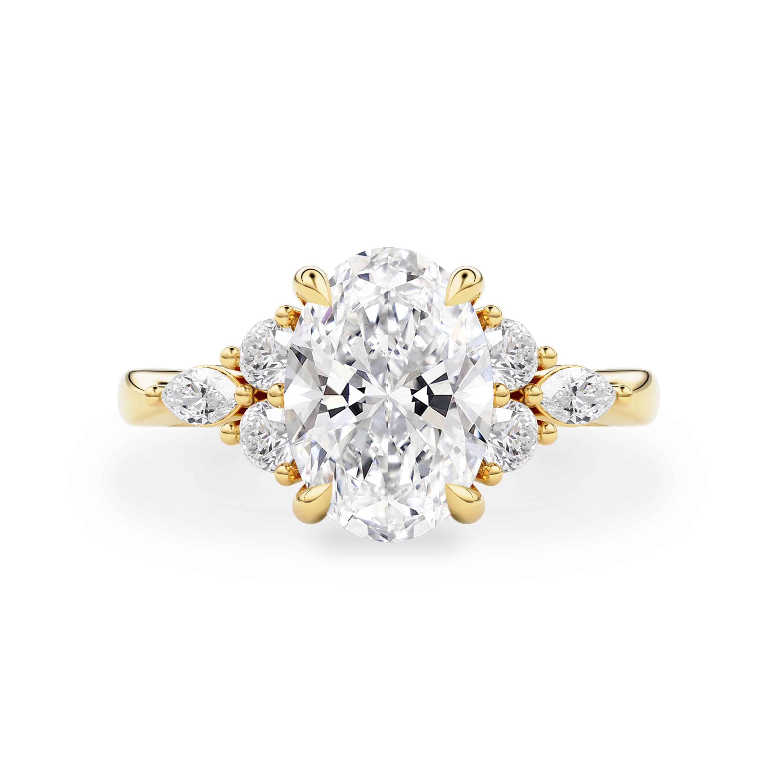 Elodie Oval Marquise Cluster Engagement Ring, Moissanite/Lab Grown Diamond