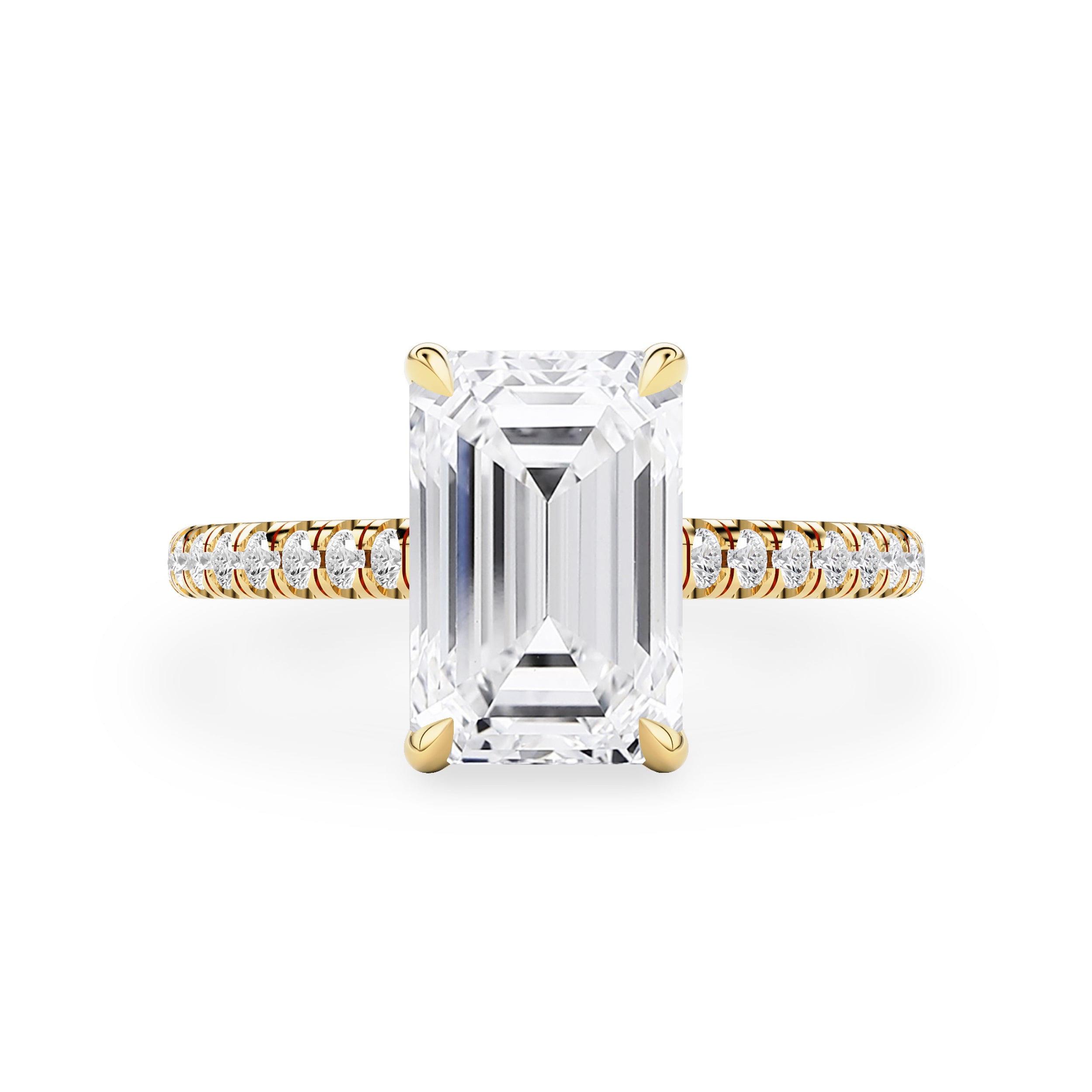 Riley Emerald Hidden Halo Engagement Ring, Moissanite/Lab Grown Diamond