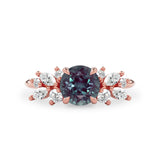 Anna's Dream Round Lab Alexandrite Cluster Engagement Ring