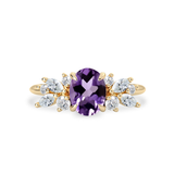 Oval Amethyst Anna's Dream Cluster Engagement Ring, Oval Brilliant With Marquise