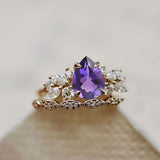 Pear Amethyst Anna's Dream Engagement Ring, Pear With Marquise