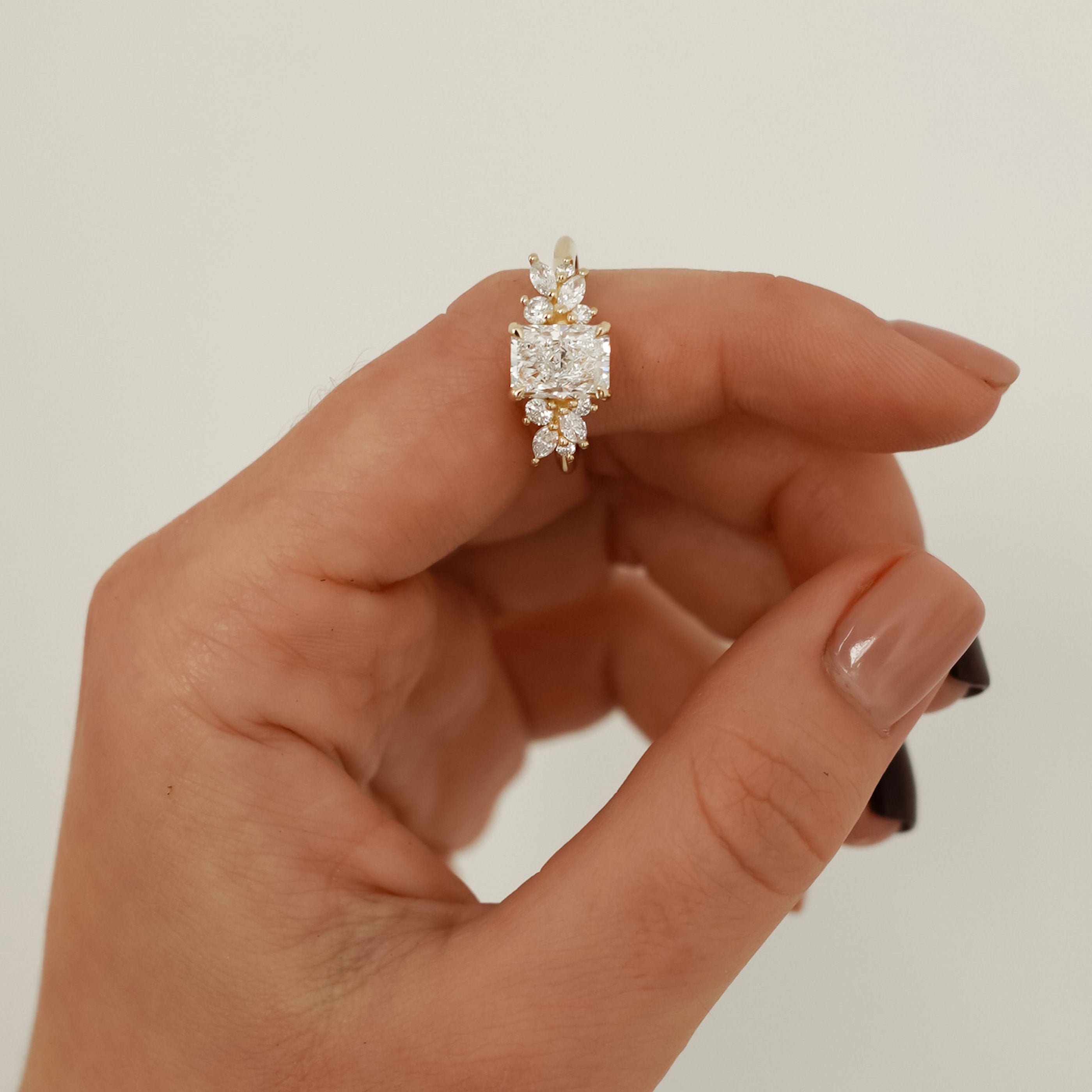 Radiant Anna's Dream Engagement Ring, Radiant Cut With Marquise