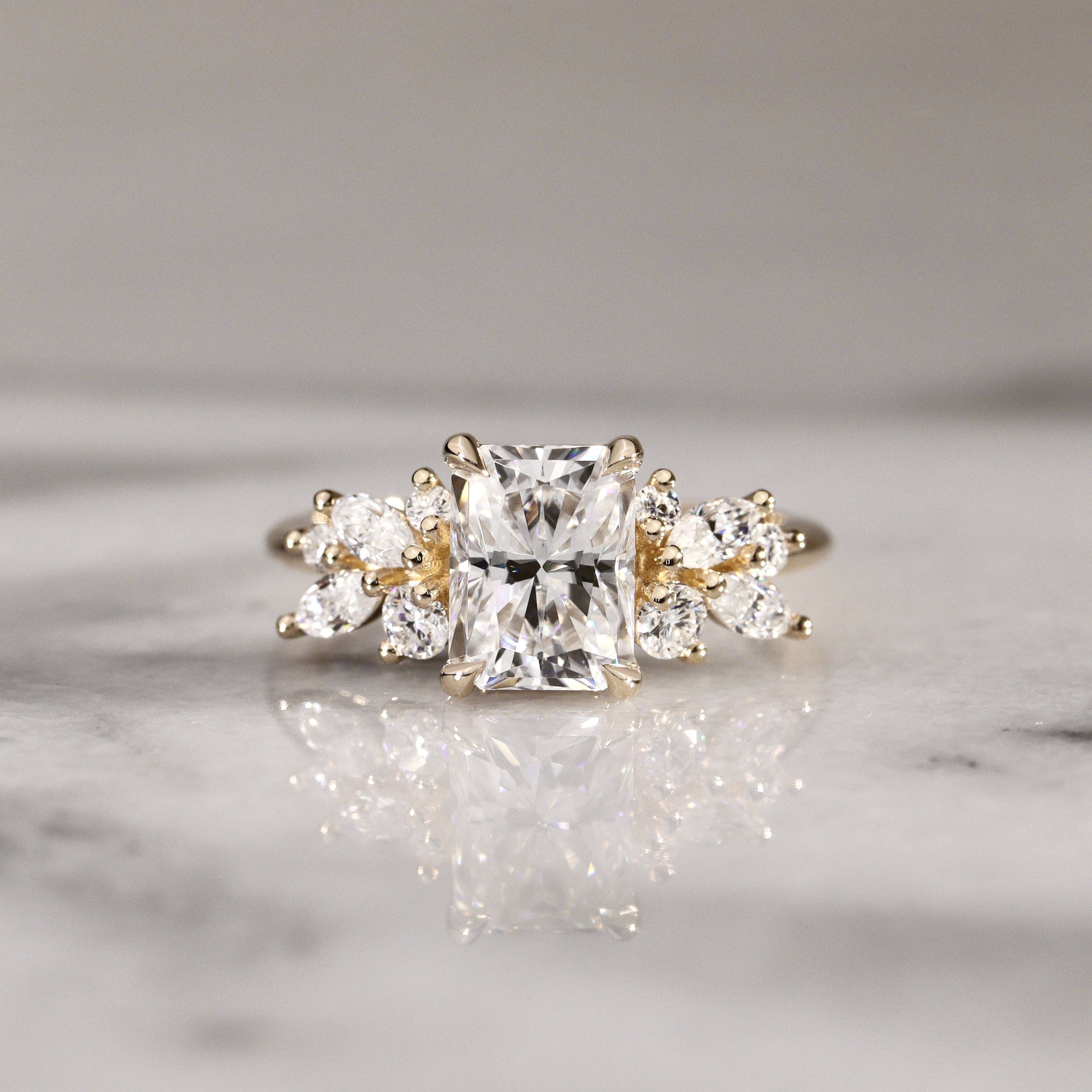 Radiant Anna's Dream Engagement Ring, Radiant Cut With Marquise