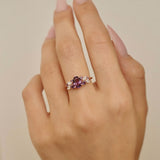 Oval Amethyst Anna's Dream Cluster Engagement Ring, Oval Brilliant With Marquise