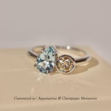 Nous Toi et Moi Pear & Round Engagement Ring, Moissanite/Lab Diamond