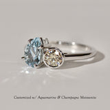 Nous Toi et Moi Pear & Round Engagement Ring, Moissanite/Lab Diamond