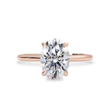 Ava Moissanite Solitaire Engagement Ring, Oval Cut With Cathedral