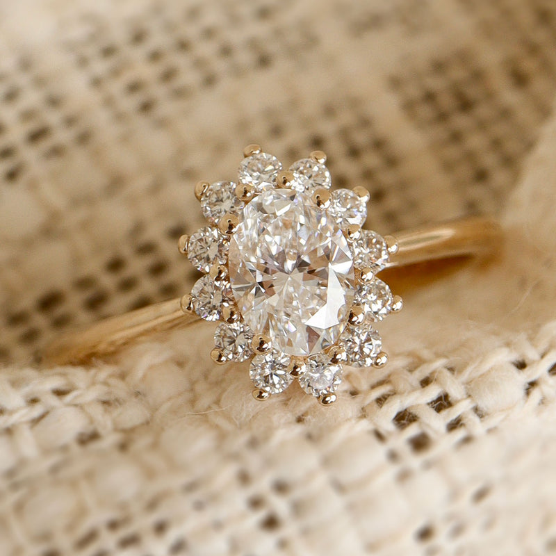 Stunning Belle Halo Engagement Ring, Oval With Halo