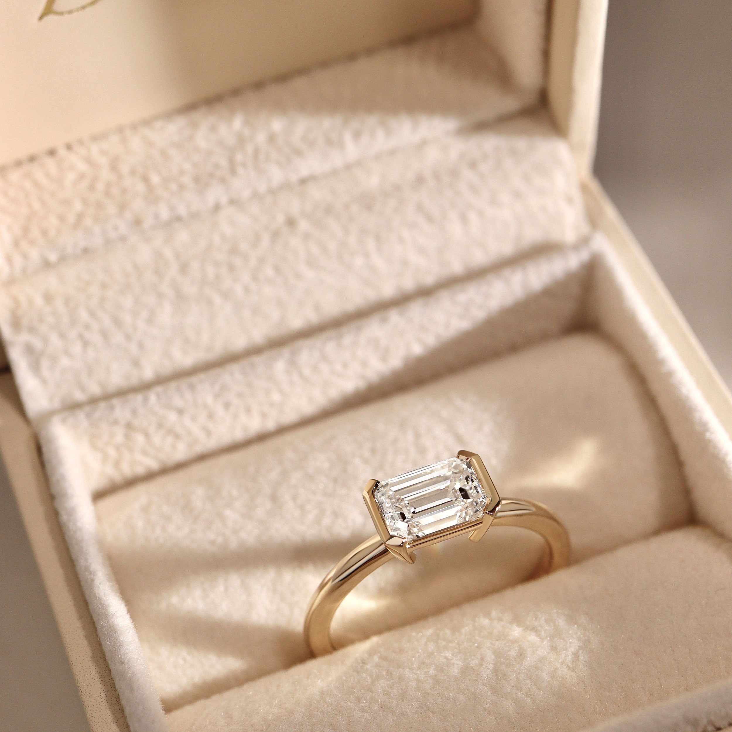 Bespoke #9173 - Custom 1ct Lab Grown Diamond East-West Half Bezel Engagement Ring