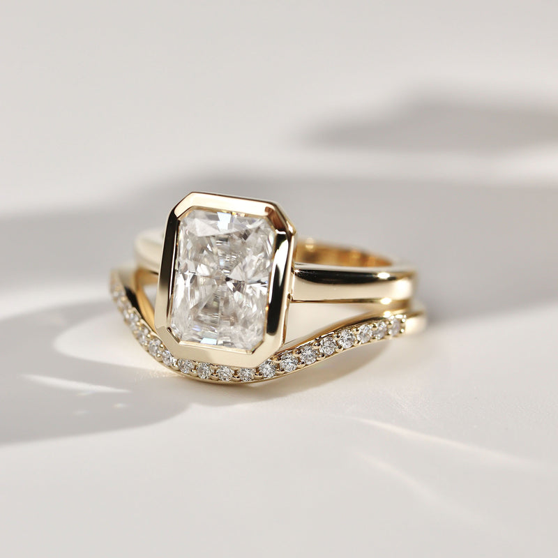 Carmen Full Bezel Cathedral Engagement Ring, Radiant/Emerald Cut