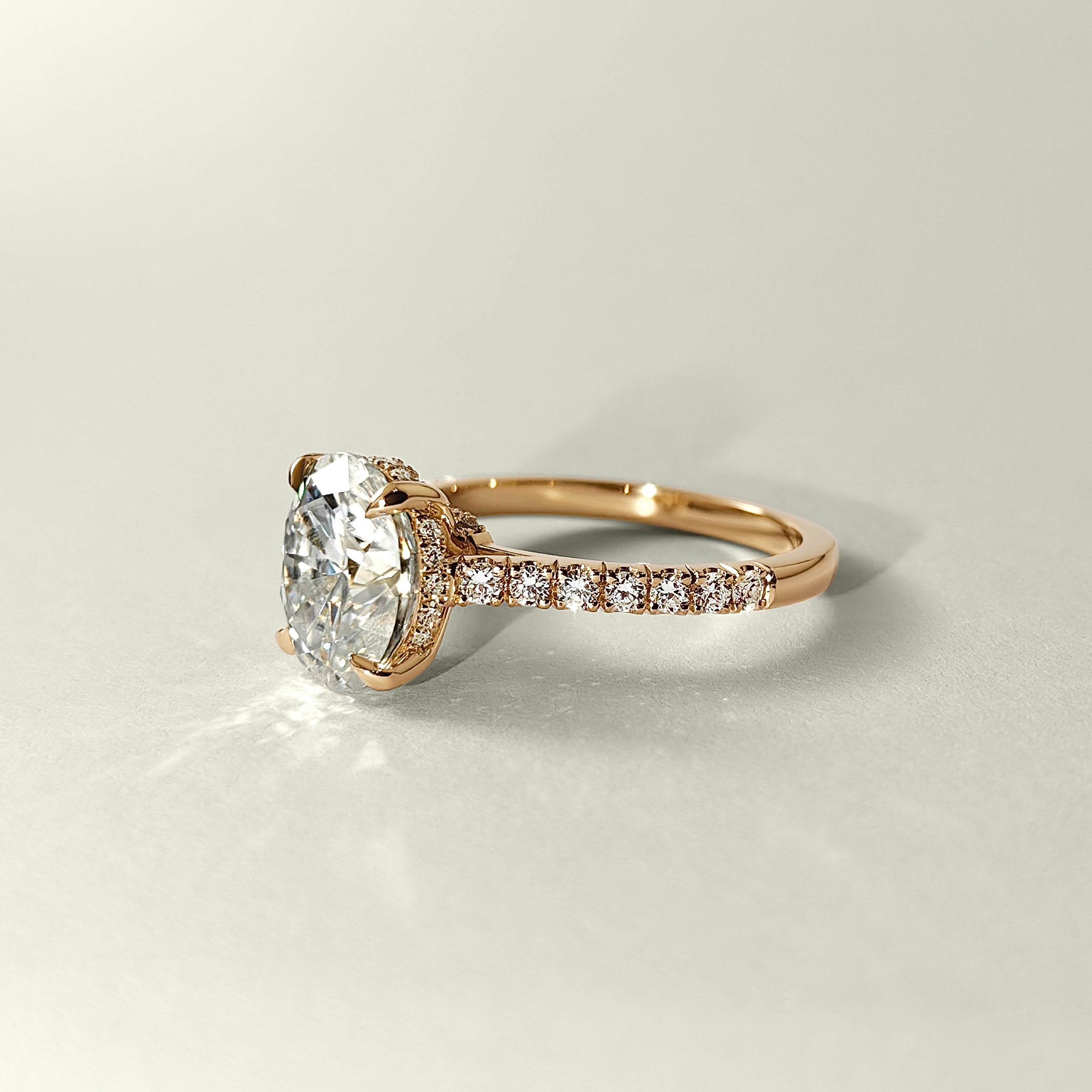 Lily Oval Double Hidden Halo Cathedral Engagement Ring