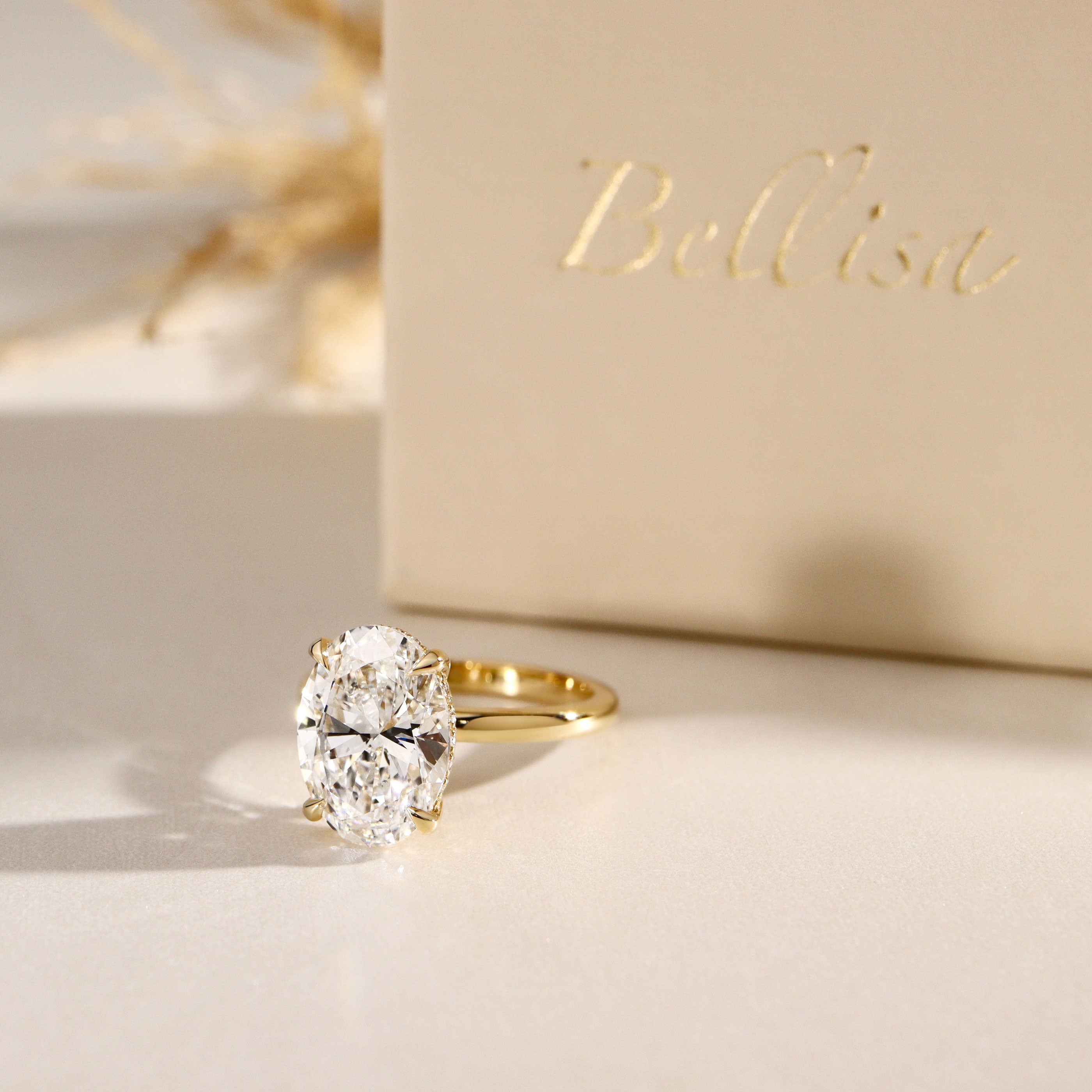 Chloe Oval Hidden Halo Engagement Ring, Moissanite/Lab Grown Diamond