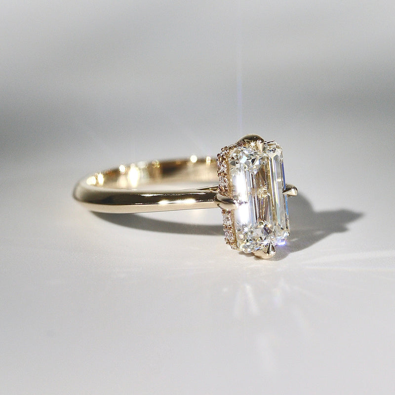 Jodie Compass Emerald Cut Hidden Halo Engagement Ring